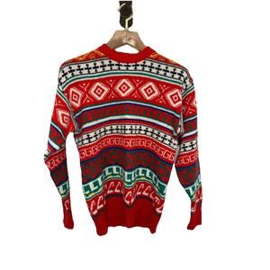 Vintage American Eagle Sweater Men's M Wool Fair Isle Scotland Nordic Geometric